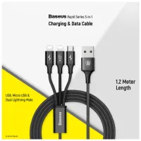 

												
												Baseus Rapid Series 2 in 1 Micro + Type-C Data Cable 3A 1.2M – Black